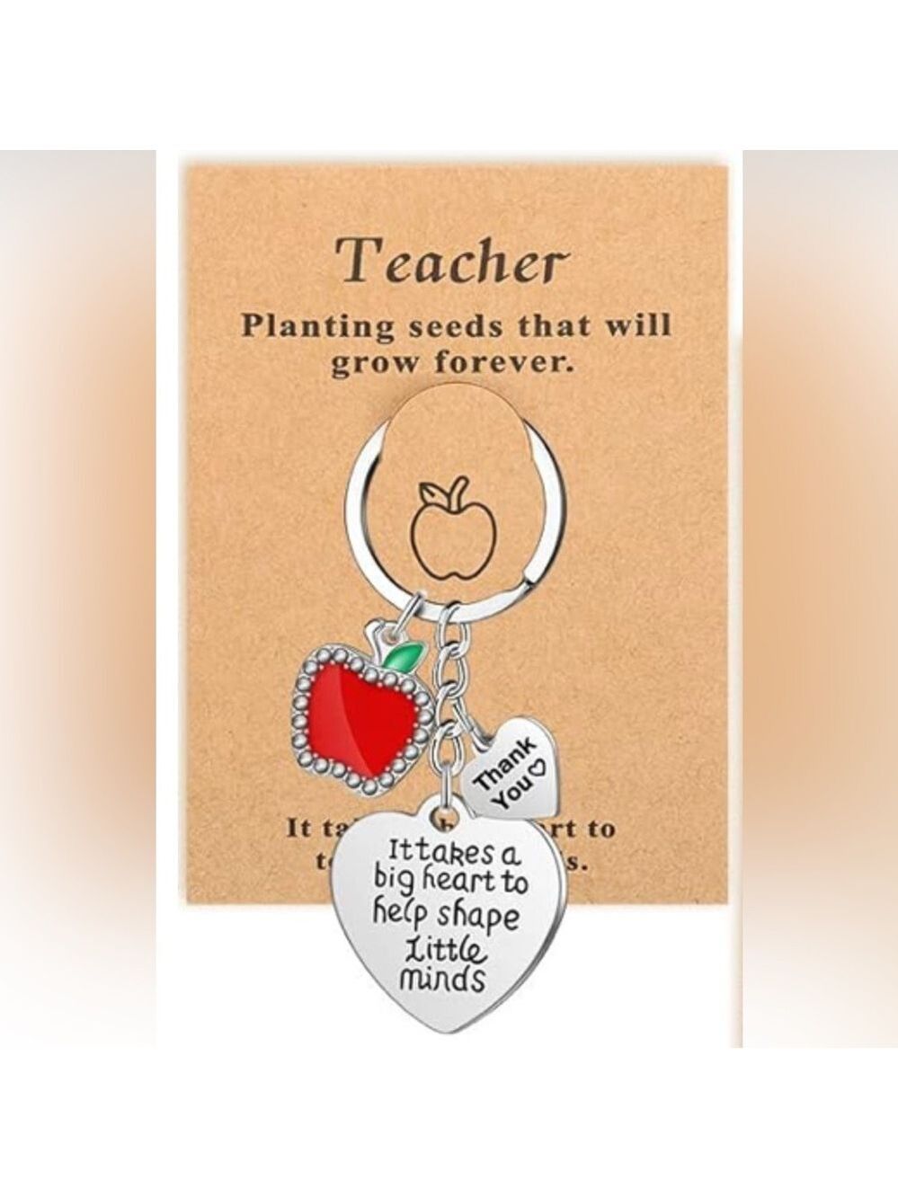 New Silver Teacher Appreciation Keychain Set